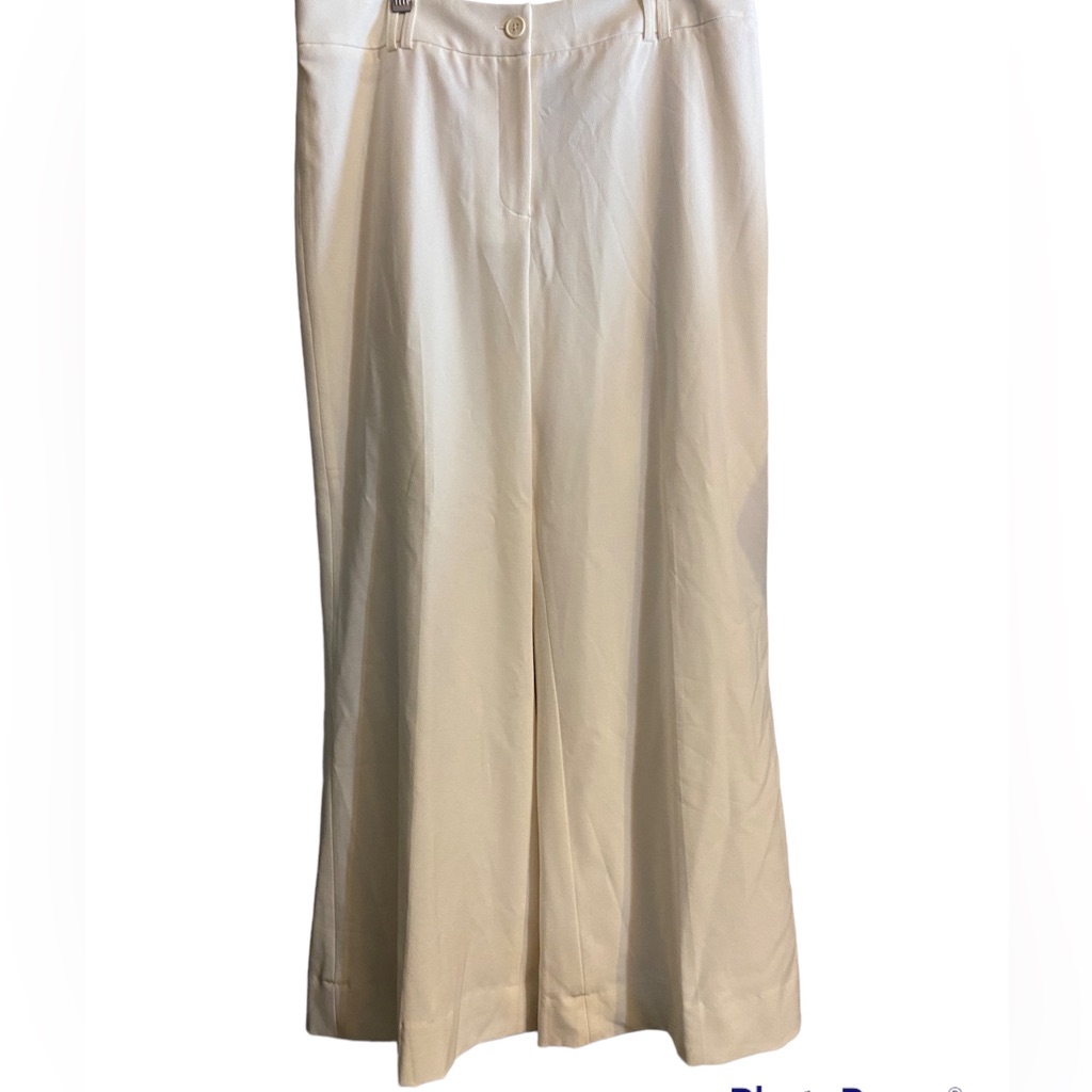 Cream Wide Leg Sears Lined Summer Spring Dress Pant 12